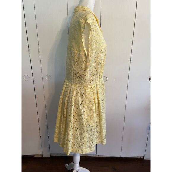 Betsey Johnson NWT Summer Button Front Yellow Eyelet Dress Cap Sleeve Size 14‎ - Picture 3 of 7